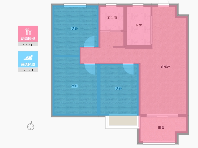 河北省-保定市-荣盛・锦绣书苑-77.60-户型库-动静分区