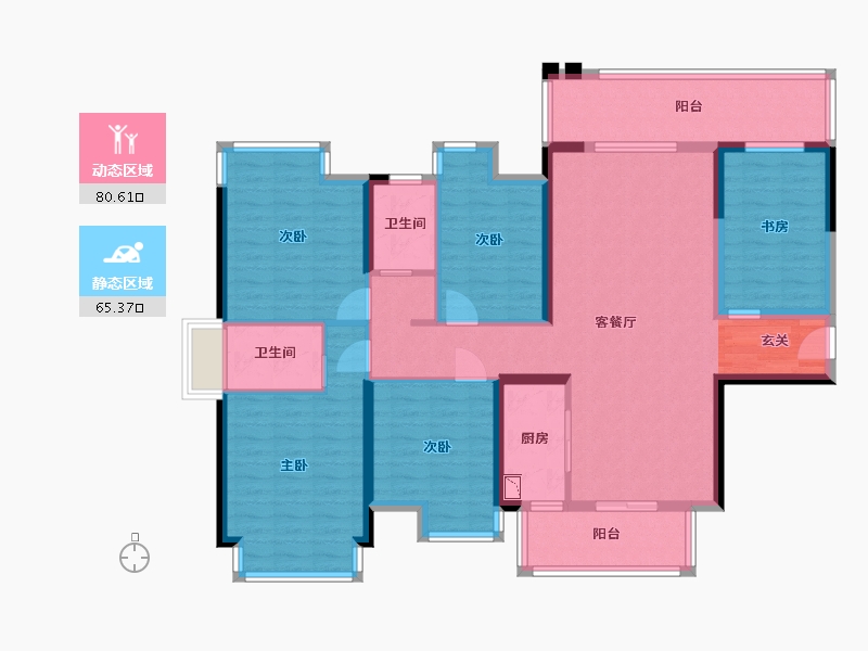 广西壮族自治区-南宁市-天健和府-130.05-户型库-动静分区