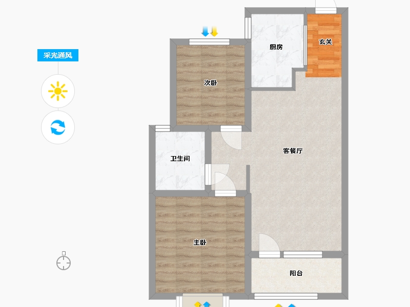 山东省-青岛市-海尔产城创衡山学府-66.40-户型库-采光通风