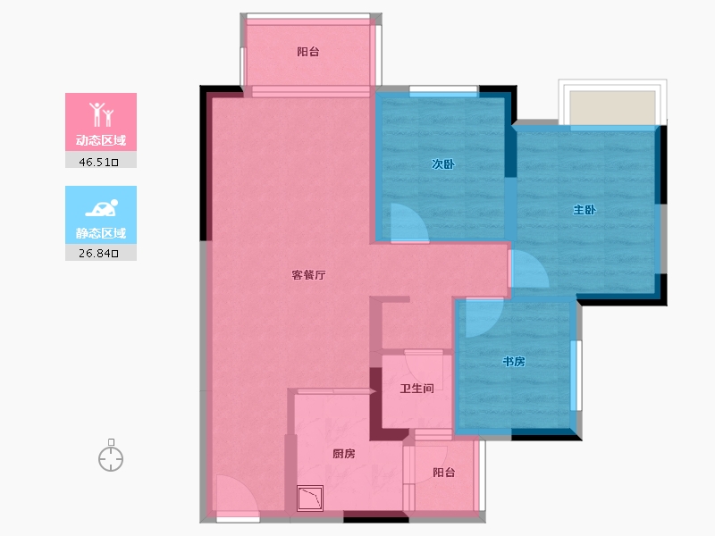 四川省-泸州市-金科集美天悦-64.66-户型库-动静分区