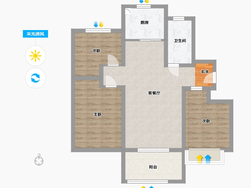 山东省-青岛市-海信文墨里-80.00-户型库-采光通风