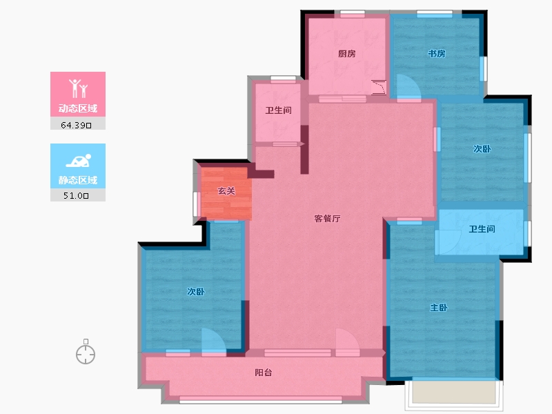 山东省-青岛市-世茂香奈公馆-101.50-户型库-动静分区