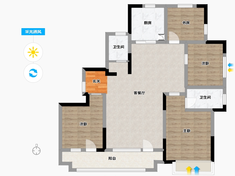 山东省-青岛市-世茂香奈公馆-101.50-户型库-采光通风