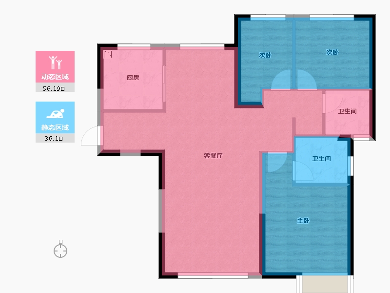 内蒙古自治区-呼和浩特市-呼和浩特恒大御府-83.16-户型库-动静分区