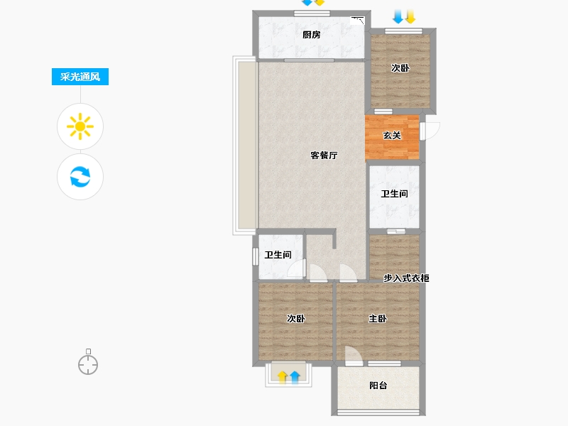 山东省-威海市-蓝光雍锦湾-97.60-户型库-采光通风