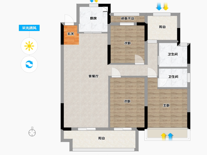 安徽省-马鞍山市-奥克斯姑溪锦域-101.59-户型库-采光通风