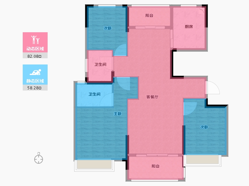 湖北省-随州市-翡翠山湖-128.00-户型库-动静分区