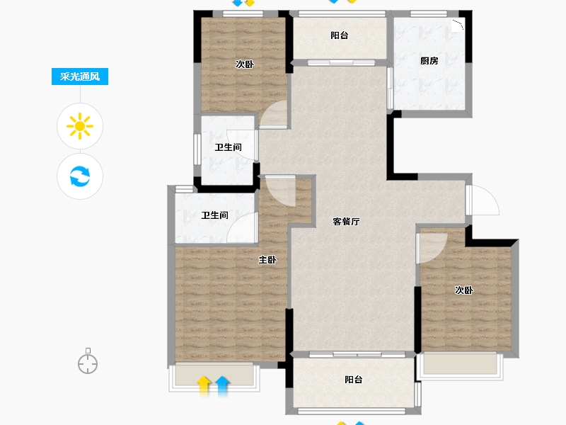 湖北省-随州市-翡翠山湖-128.00-户型库-采光通风