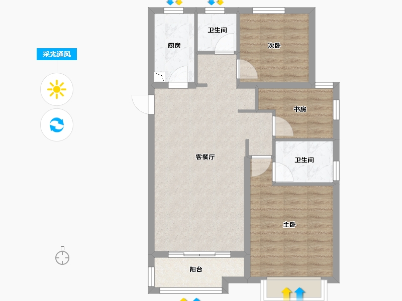 河北省-保定市-天业悦山湖-71.69-户型库-采光通风