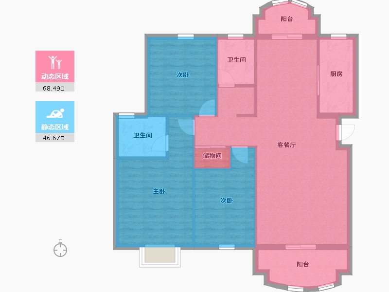 江苏省-南京市-明发滨江新城二期-105.00-户型库-动静分区