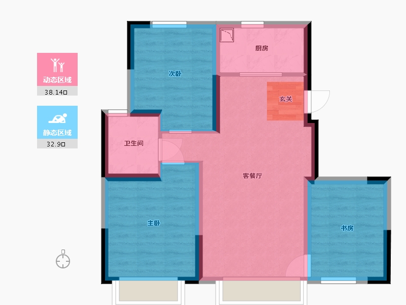 辽宁省-大连市-保利金地湖光山语-62.87-户型库-动静分区