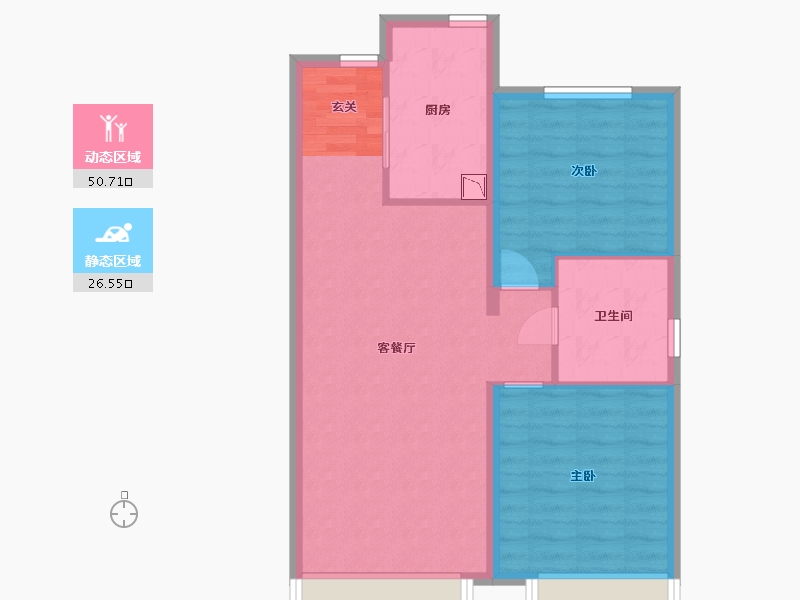 辽宁省-大连市-中海公园上城-69.60-户型库-动静分区