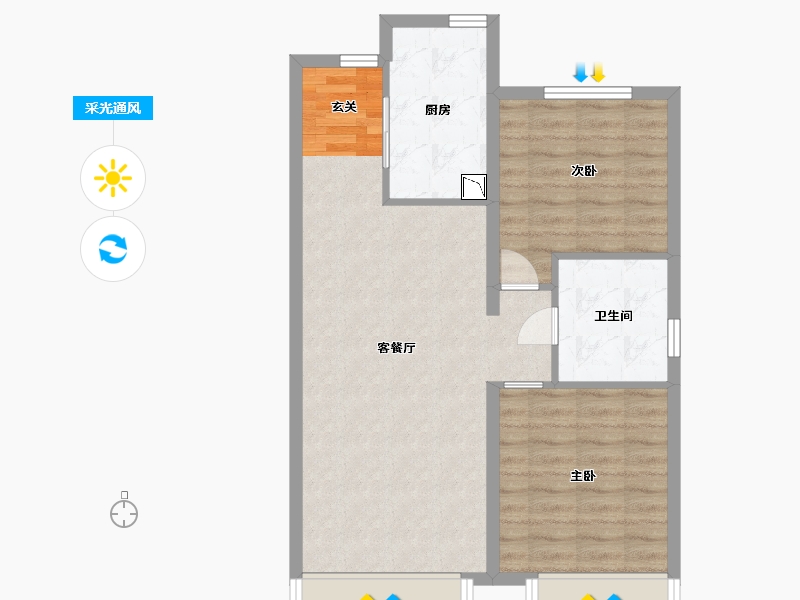 辽宁省-大连市-中海公园上城-69.60-户型库-采光通风