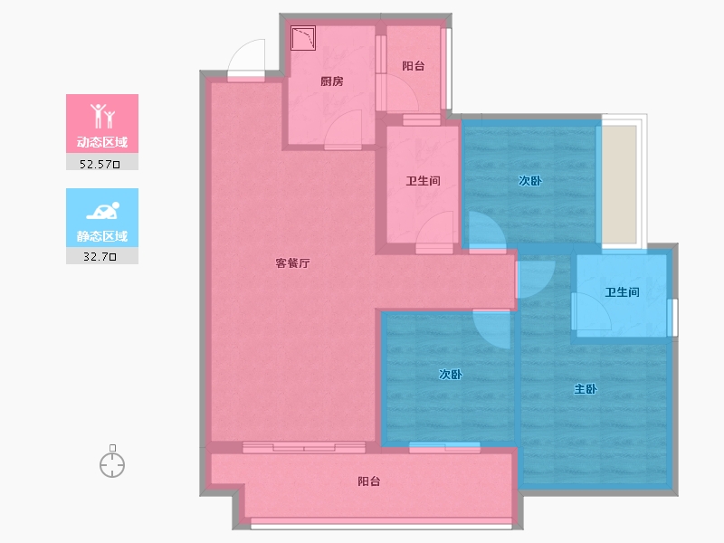 四川省-遂宁市-遂宁健康城・圣平澜岸-75.47-户型库-动静分区