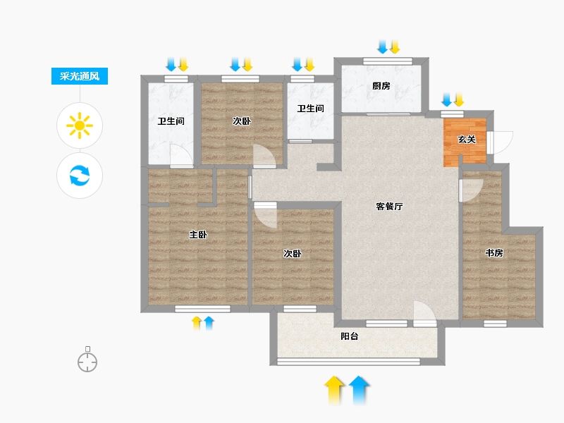 辽宁省-大连市-西府御棠-97.47-户型库-采光通风