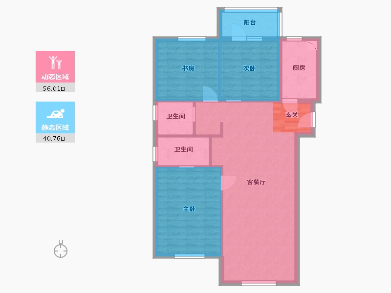 辽宁省-大连市-保利熙悦-87.62-户型库-动静分区