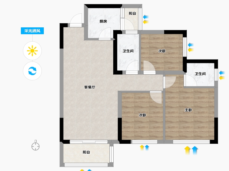 四川省-遂宁市-置信・安居逸都城-71.02-户型库-采光通风