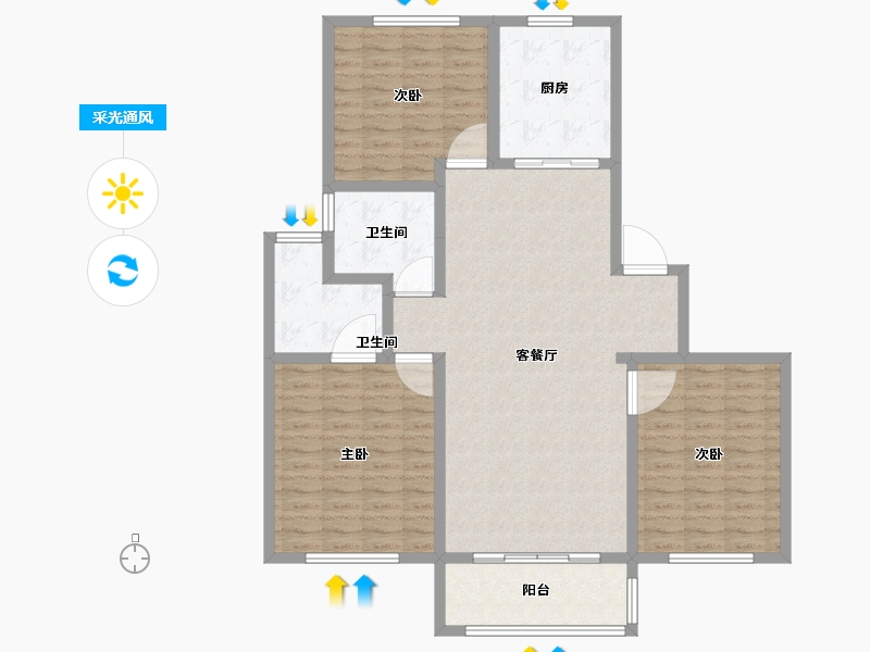 山东省-菏泽市-鲁商凤凰城-120.00-户型库-采光通风