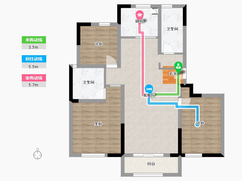 山东省-威海市-国宏立泰・桂花园-87.40-户型库-动静线