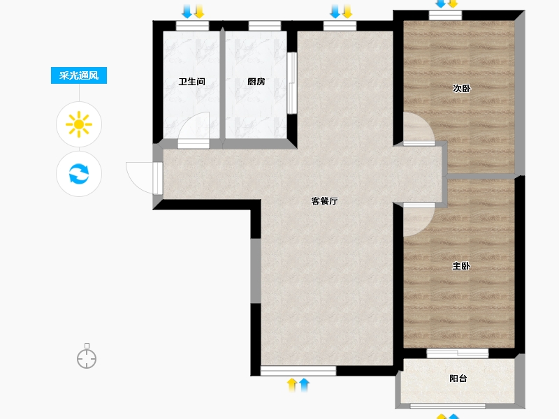 河北省-廊坊市-东方丽城-61.47-户型库-采光通风