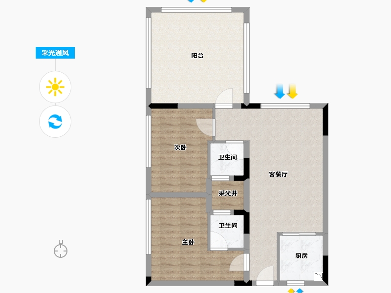 广东省-汕头市-黄金海岸花园三区-82.40-户型库-采光通风