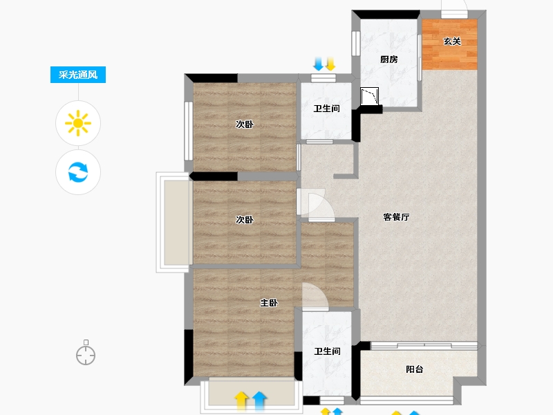 广东省-佛山市-弘阳・时光天樾-78.38-户型库-采光通风