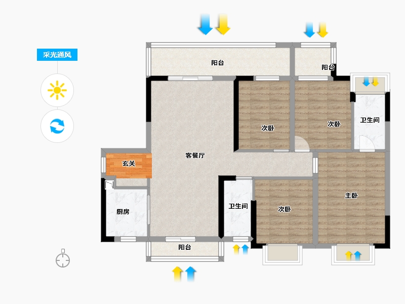 广东省-佛山市-金地海逸悦江-113.60-户型库-采光通风