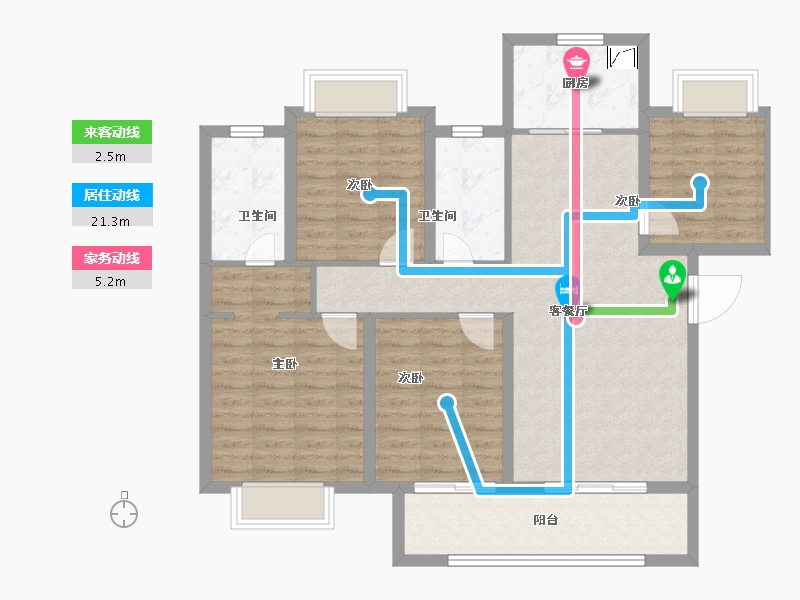 湖南省-长沙市-东原 麓・印长江-102.46-户型库-动静线