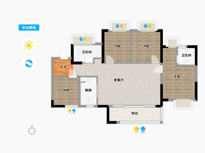 广东省-佛山市-保利同济府-89.60-户型库-采光通风