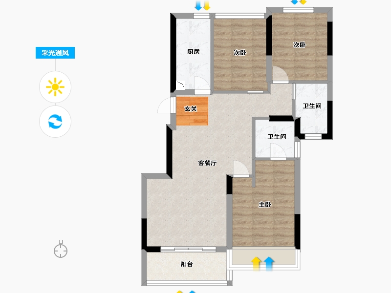 广东省-佛山市-顺德自在城-73.60-户型库-采光通风