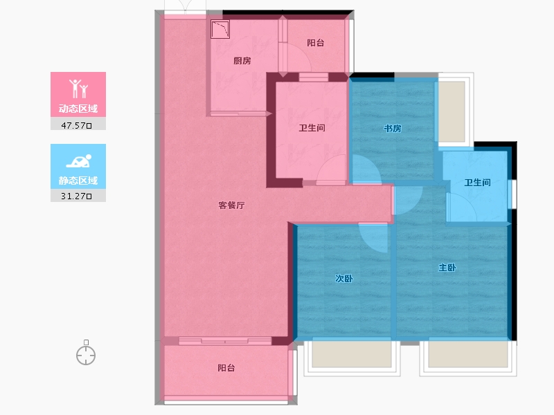 广西壮族自治区-贵港市-奥园顾荣幸福里-69.70-户型库-动静分区