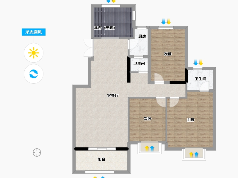 四川省-泸州市-金信.锦源品尚-106.74-户型库-采光通风