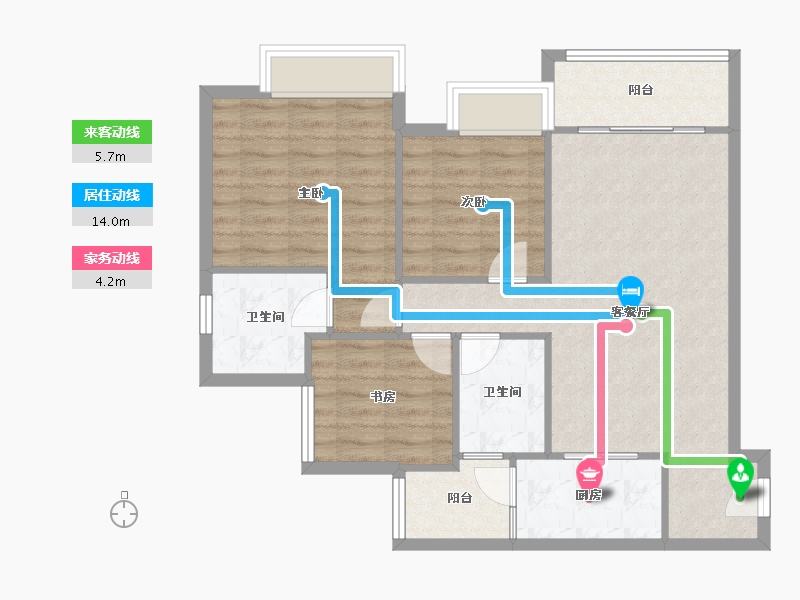 重庆-重庆市-沙坪坝区大学城-82.15-户型库-动静线