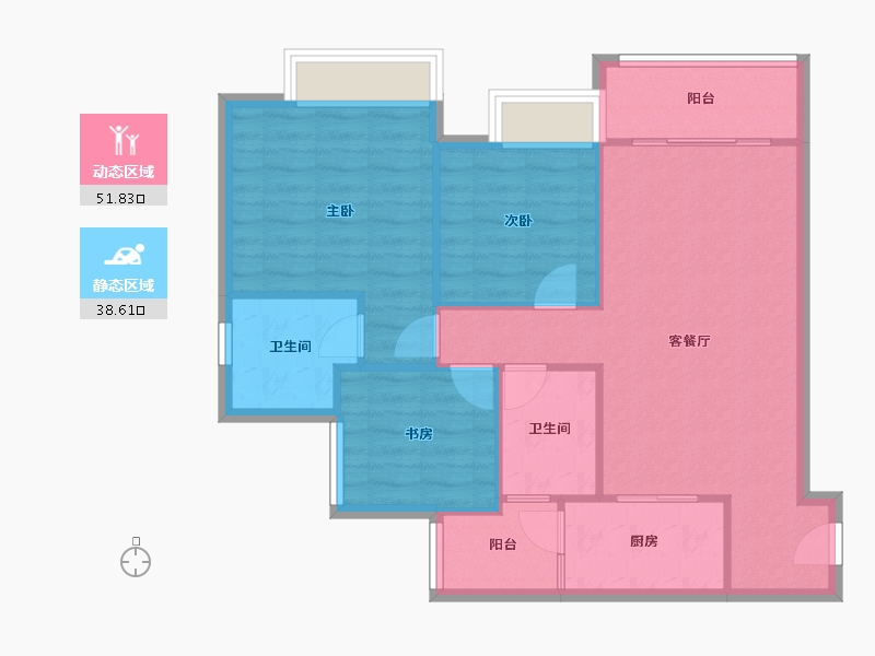 重庆-重庆市-沙坪坝区大学城-82.15-户型库-动静分区