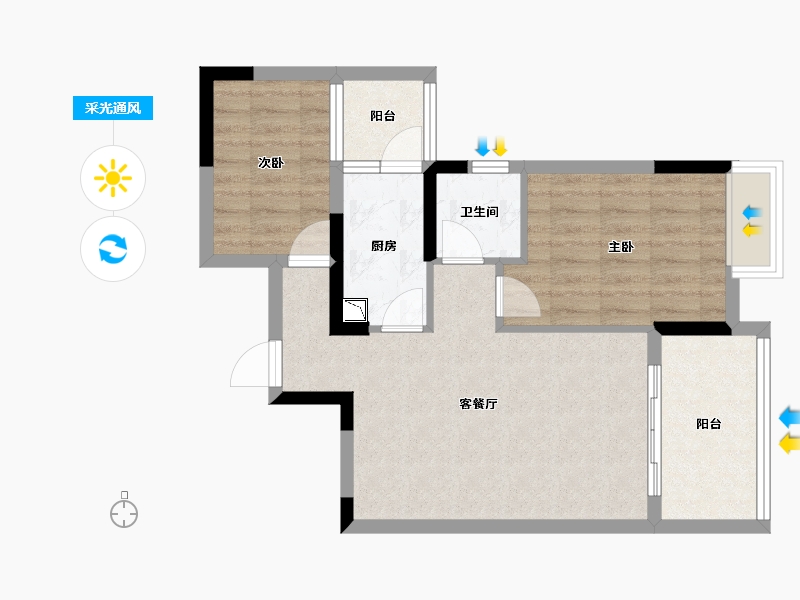 湖北省-武汉市-龙泉小区-61.51-户型库-采光通风