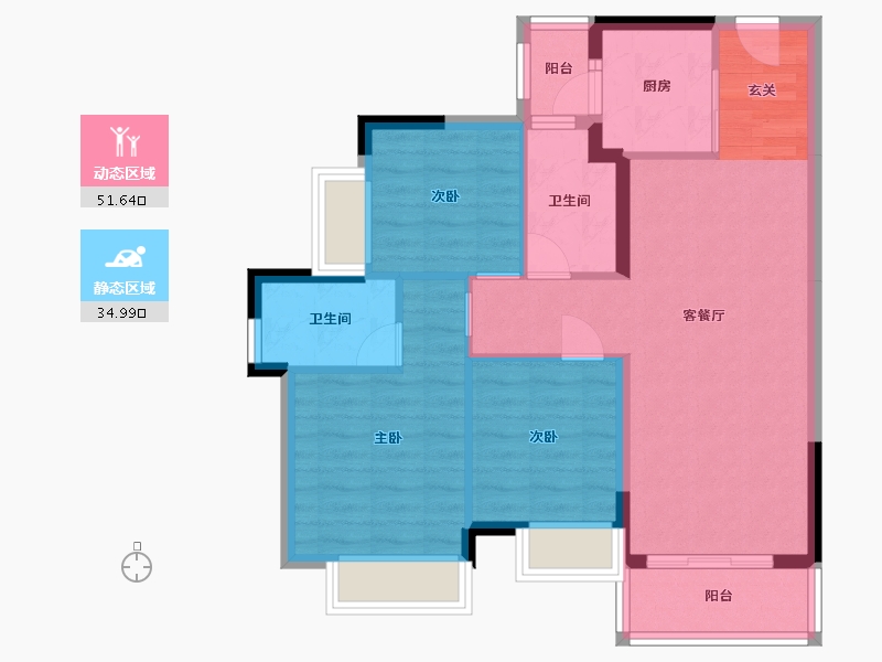 广东省-东莞市-龙光玖龙玺-77.48-户型库-动静分区