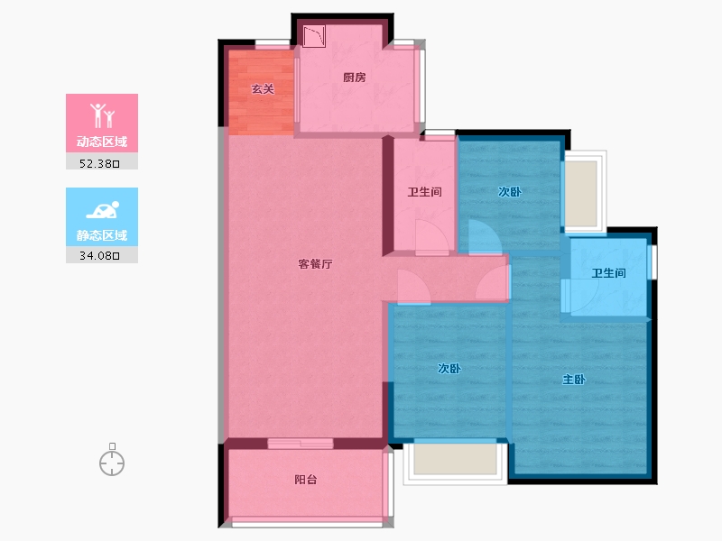 广东省-东莞市-凤岗碧桂园-77.10-户型库-动静分区