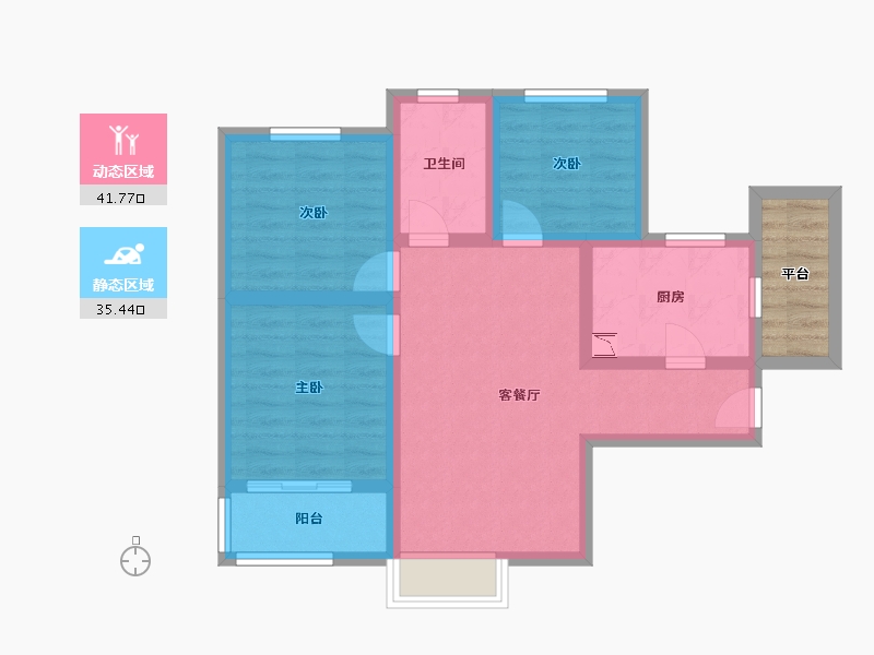 陕西省-西安市-御景城智慧树-71.67-户型库-动静分区