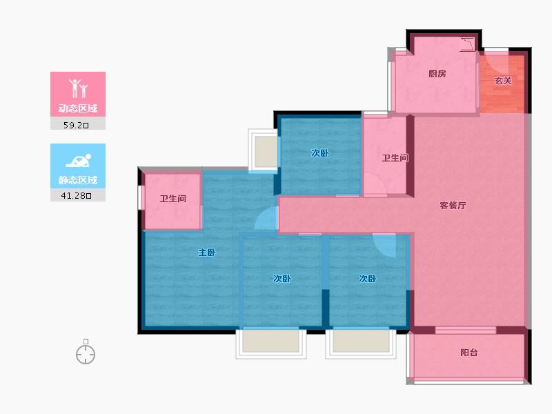 广东省-东莞市-凤岗碧桂园-89.76-户型库-动静分区