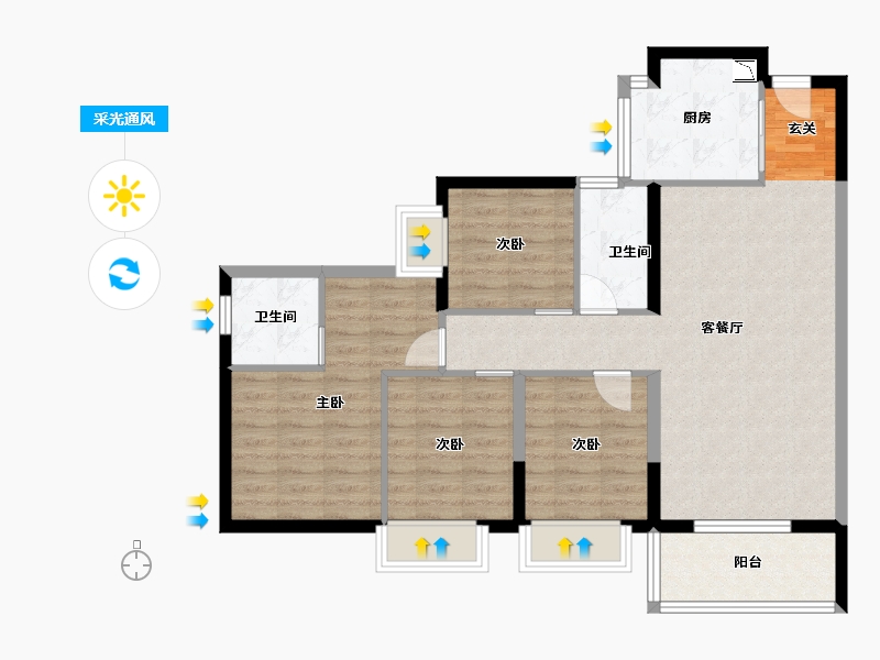 广东省-东莞市-凤岗碧桂园-89.76-户型库-采光通风