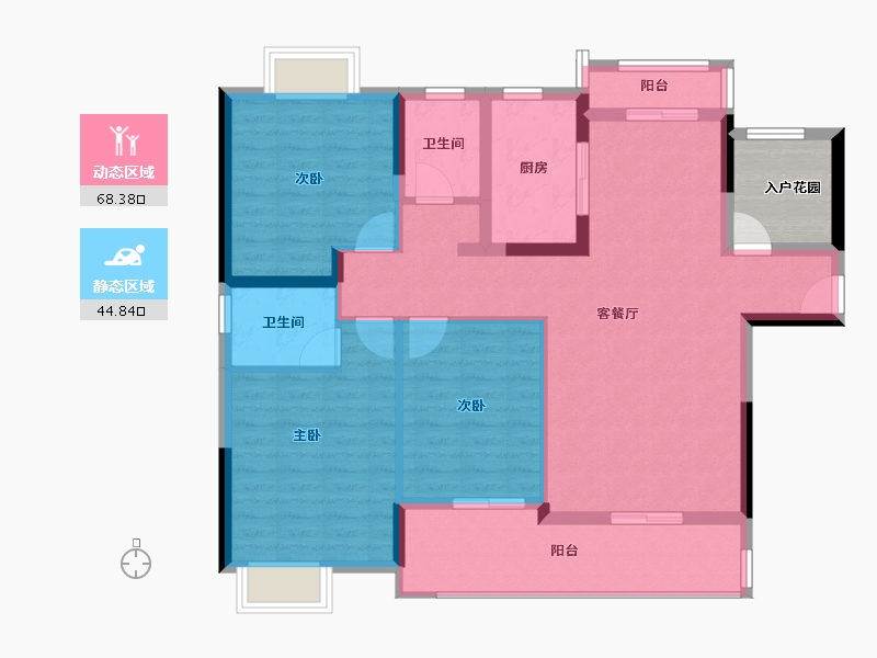 湖北省-荆门市-长宁锦园-106.52-户型库-动静分区