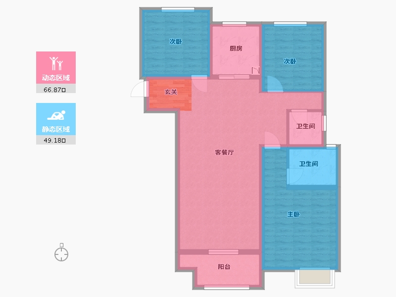 陕西省-西安市-当代惠尔・满堂悦MOMΛ-104.00-户型库-动静分区