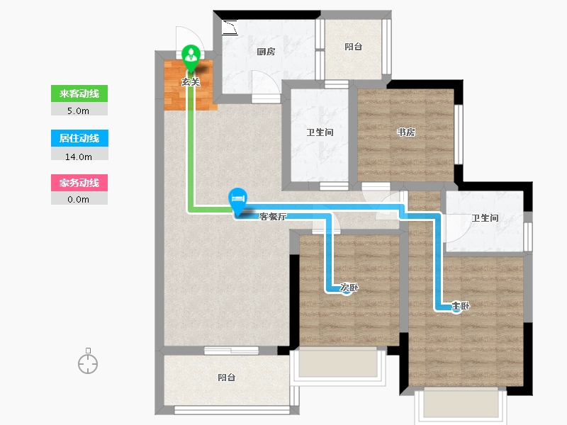 四川省-成都市-北辰鹿鸣院-76.98-户型库-动静线