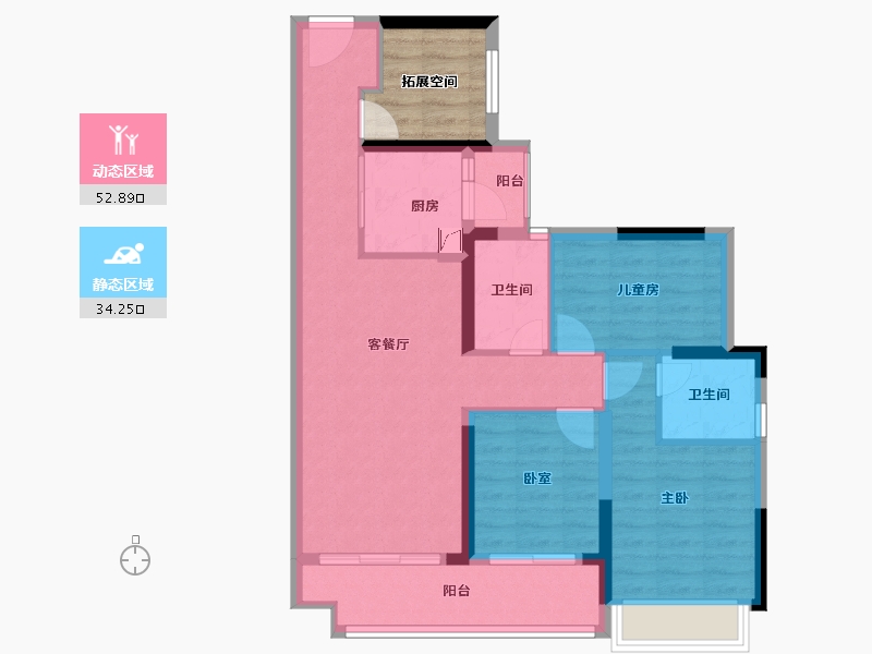 广东省-广州市-越秀・滨海新城-82.55-户型库-动静分区