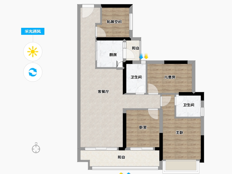 广东省-广州市-越秀・滨海新城-82.55-户型库-采光通风