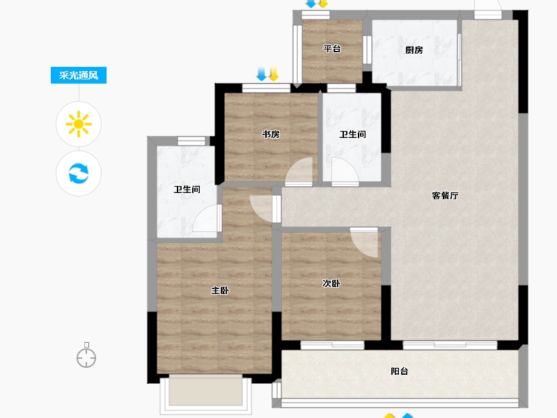 浙江省-金华市-望辰府-78.40-户型库-采光通风