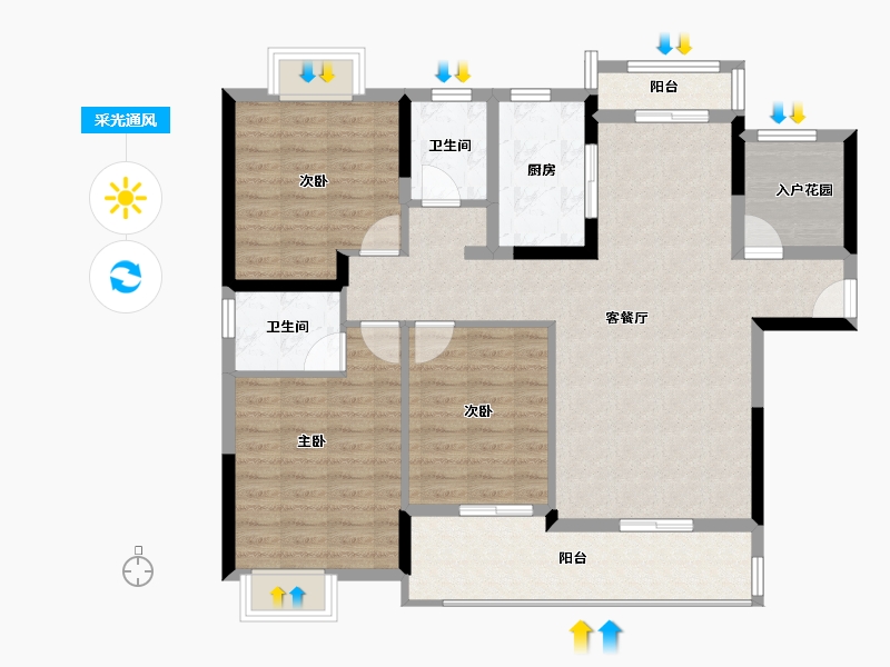 湖北省-荆门市-长宁锦园-106.52-户型库-采光通风