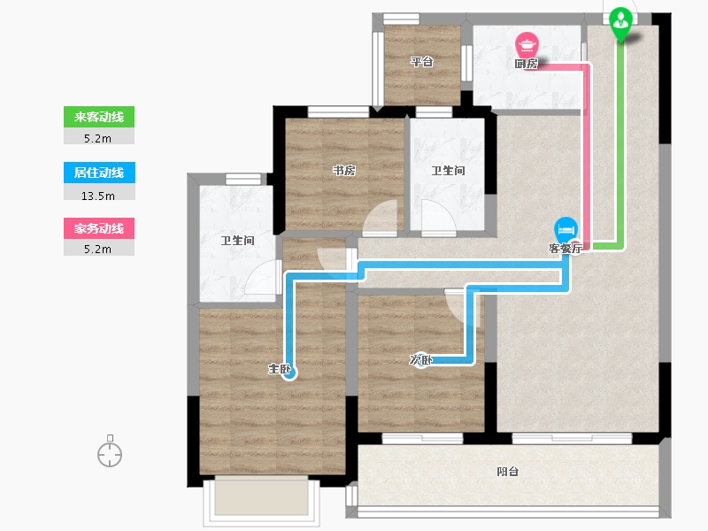 浙江省-金华市-望辰府-78.40-户型库-动静线