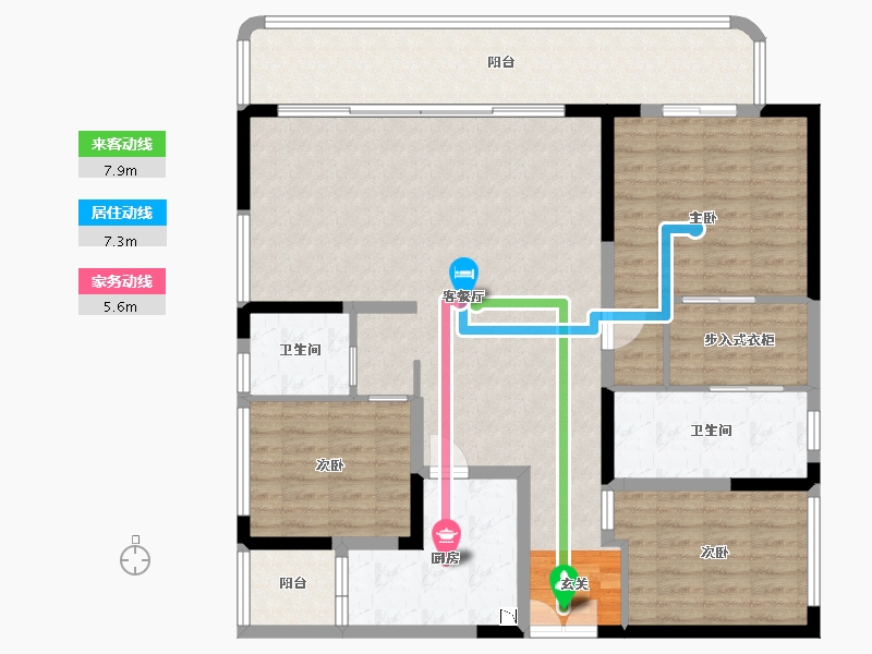 四川省-成都市-德商新希望・国宾锦麟天玺-127.96-户型库-动静线