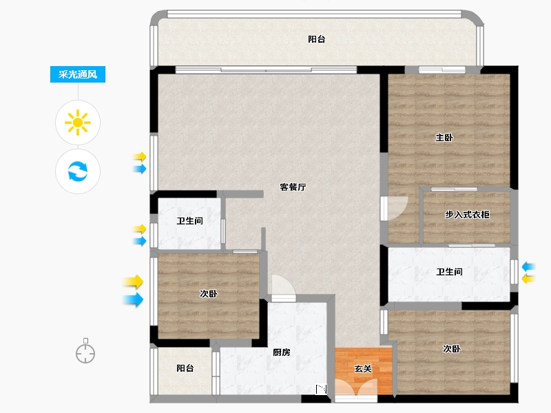 四川省-成都市-德商新希望・国宾锦麟天玺-127.96-户型库-采光通风